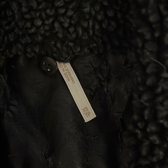 Black Leather Jacket with Shearling Collar - Picture 4 of 4